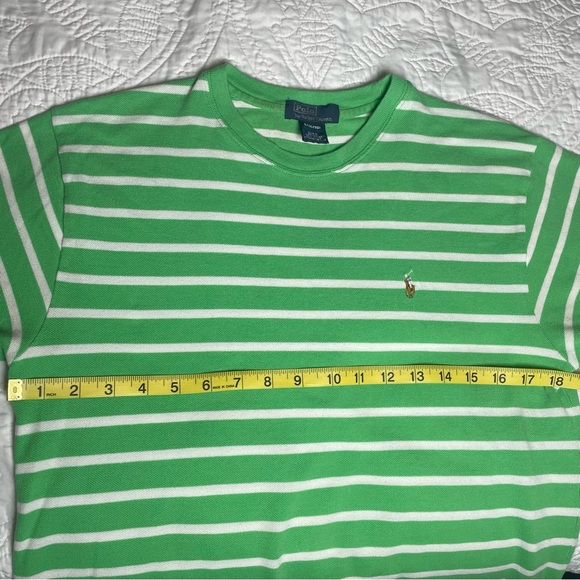 Polo by Ralph Lauren Green&White Striped Short Sleeve Tee Pique Cotton Size16/18 - Picture 7 of 8